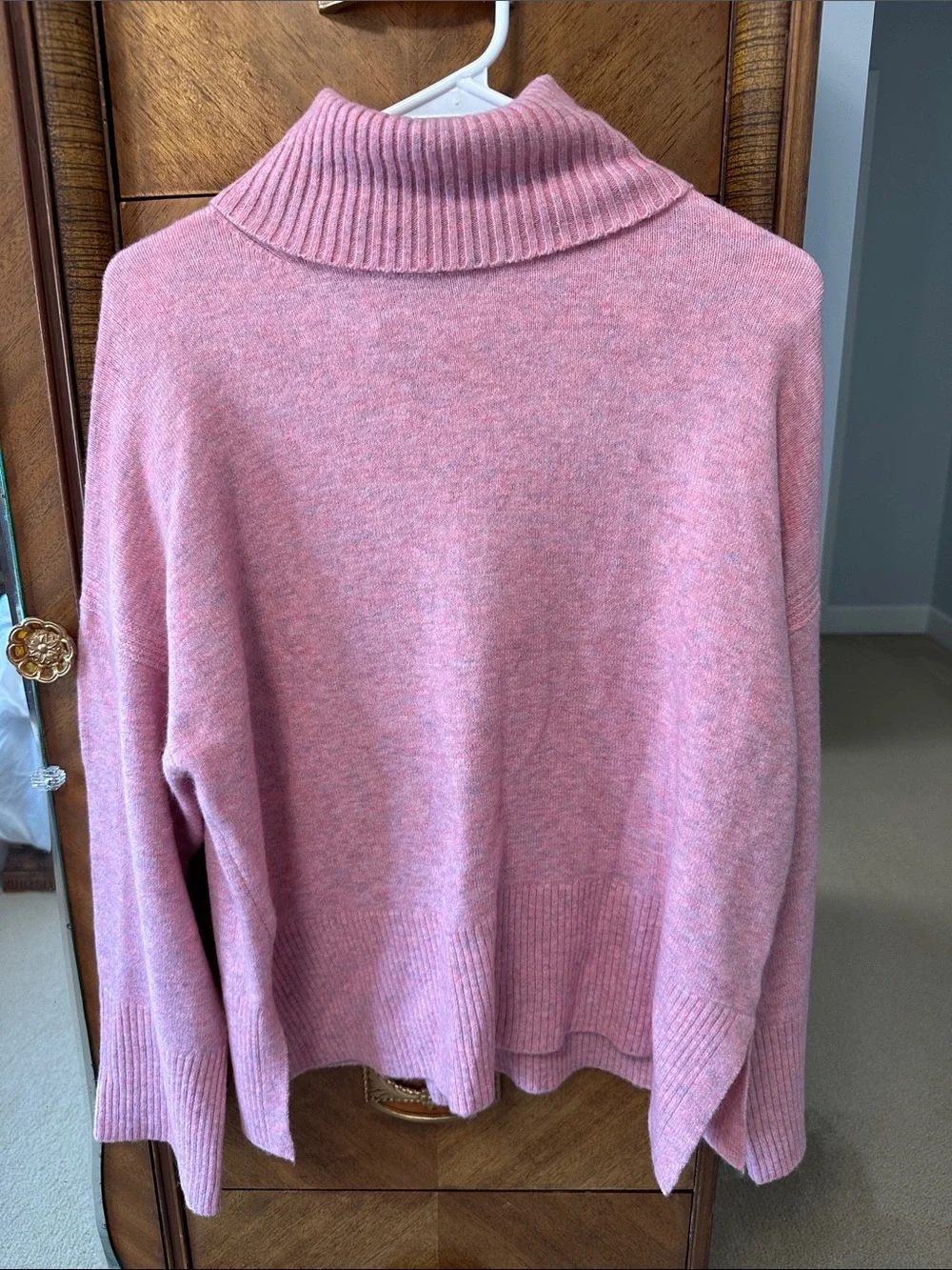 NWT J. Crew Pink Ribbed Funnel Neck Sweater